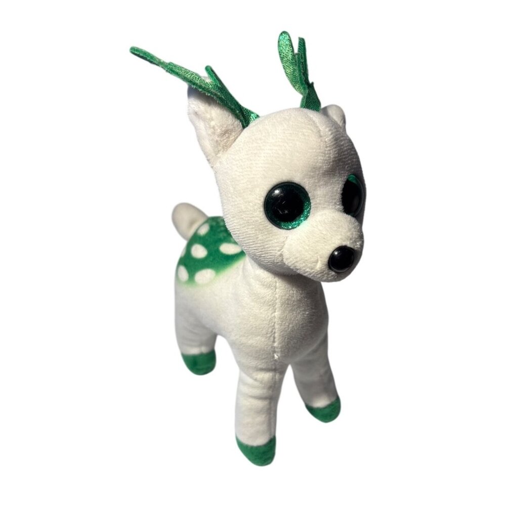 Ty Beanie Boo Peppermint Deer Plush 2017 White & Green 6"  Stuffed Animal